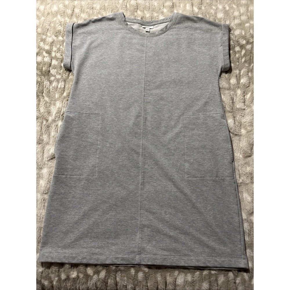 J. JILL Fit Dress Out & About Shirttail Pockets Gray Cap Sleeve Stretch Medium
